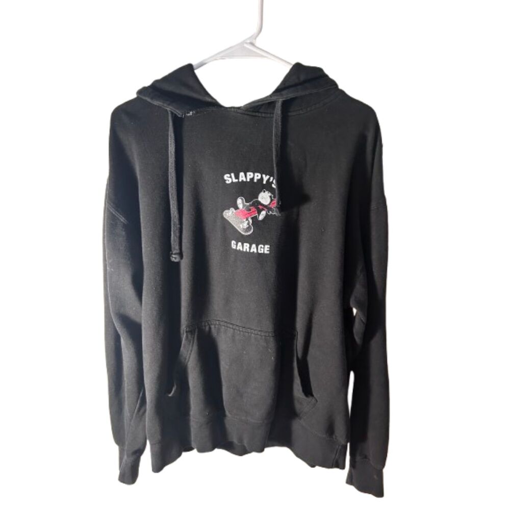 Slappy’s Garage Black Graphic Pullover Hoodie Size L Skateboard
